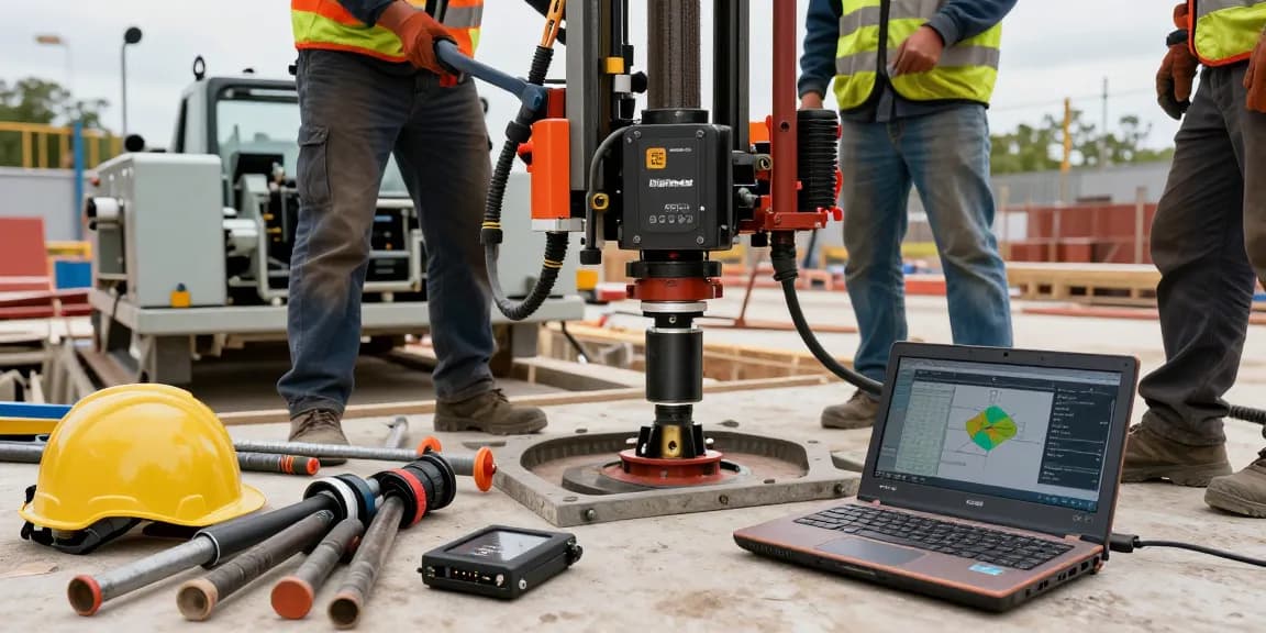Professional crew using hdd sonde for directional drilling with precision tools.