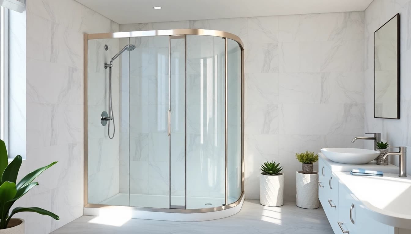 Duschkabine 80x80 in einem modernen Badezimmer mit eleganten Glas- und Chromdetails.