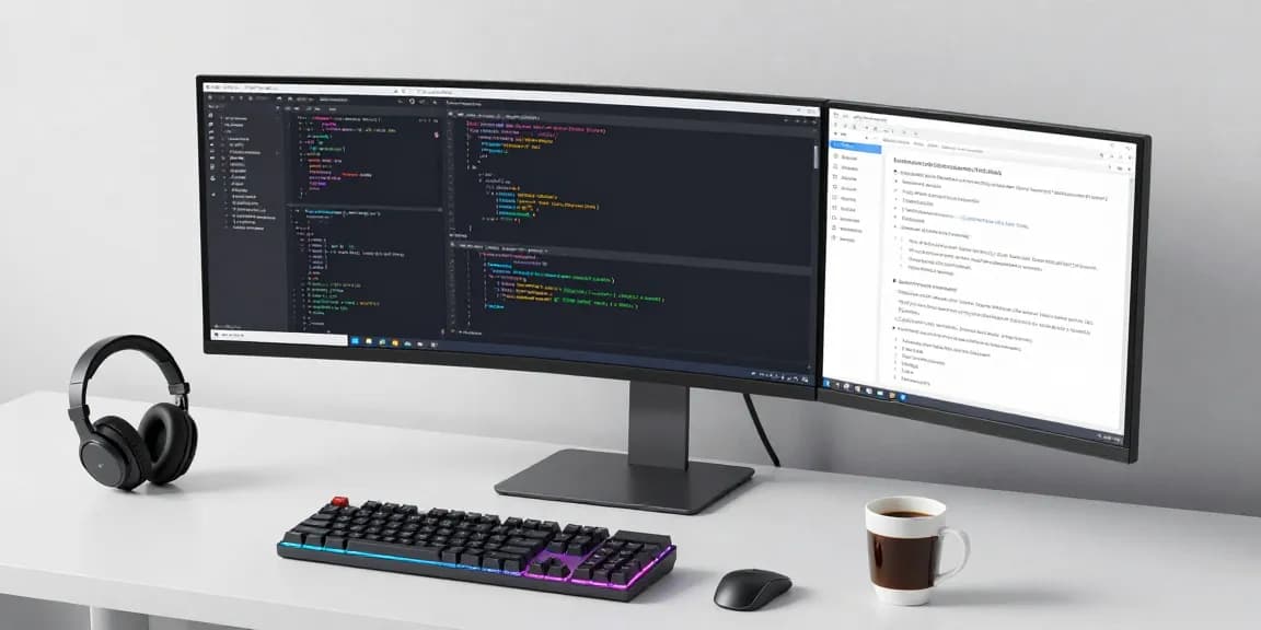 Thabet com: Software development workspace showcasing innovative coding practices and advanced technology tools.