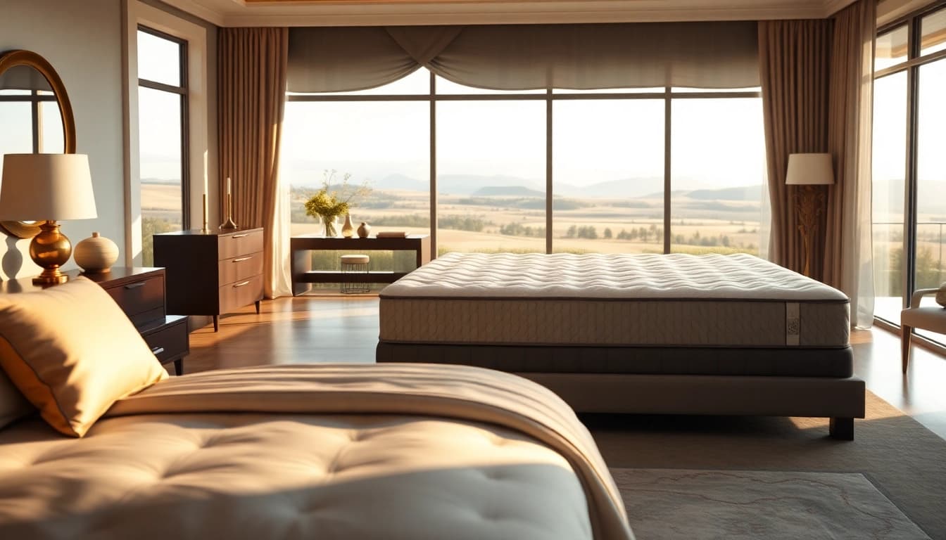 luxurious Stearns and Foster estate mattress with elegant bedding and serene decor