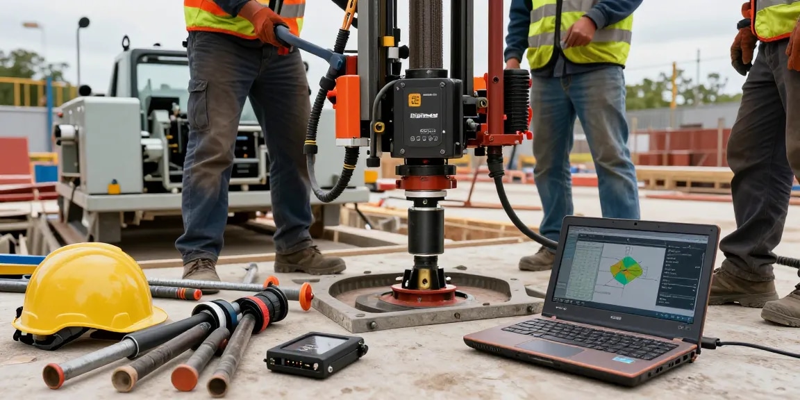 Professional crew using hdd sonde for directional drilling with precision tools.