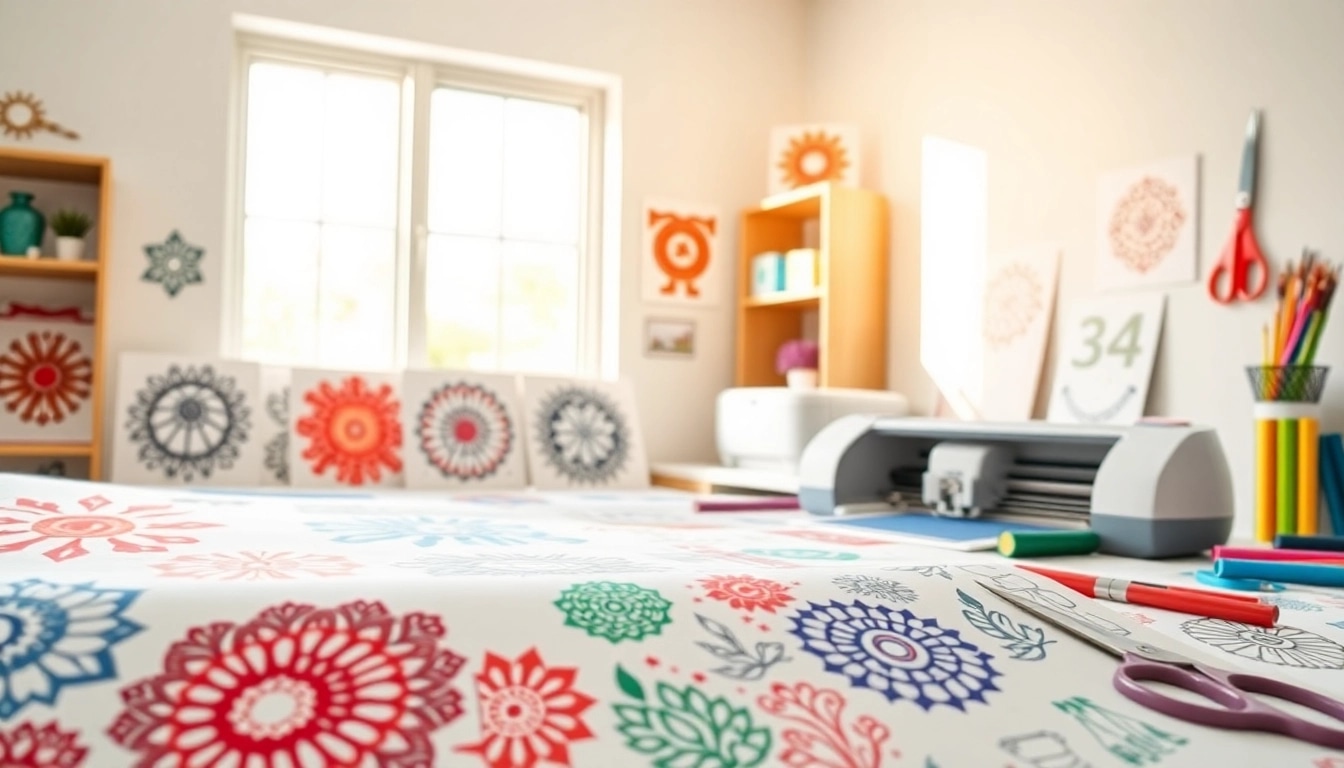 Explore SVG cut files free download with vibrant designs in a creative workspace environment.