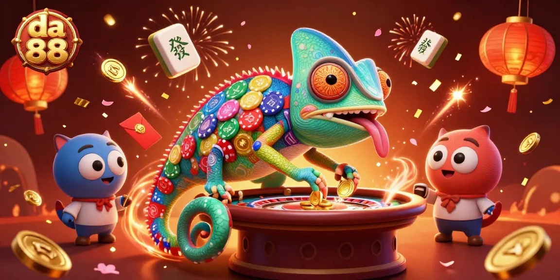 Experience excitement at da 88 casino with vibrant 3D characters amid colorful game elements.