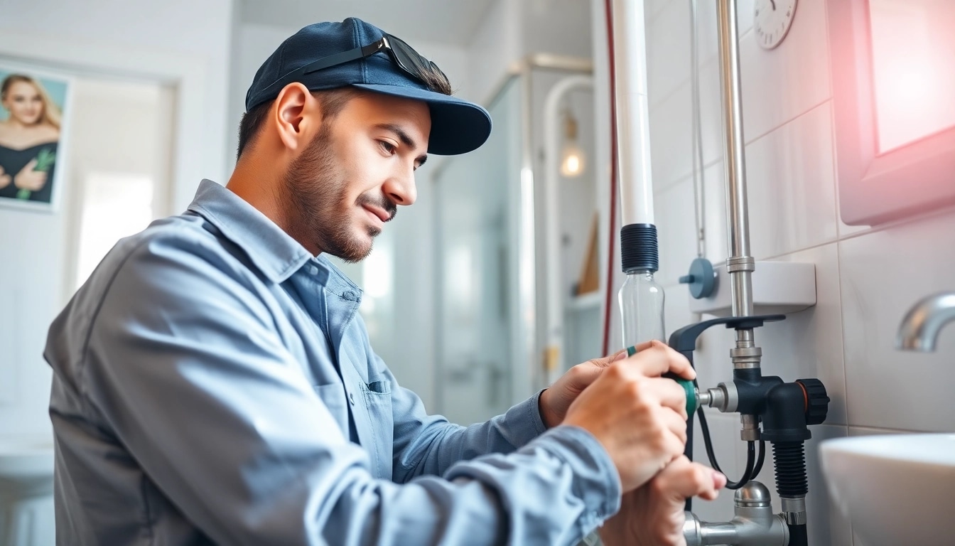 Experienced plumber west vancouver fixing pipes in a well-lit modern bathroom.
