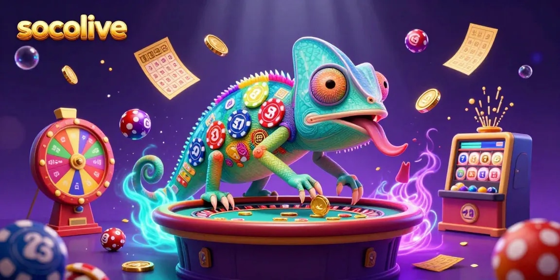 Socolive showcases a dynamic chameleon owner capturing the excitement of online gambling.