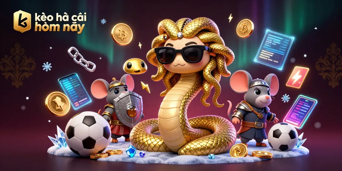 Kèo nhà cái hôm nay showcases an engaging scene with Medusa and a warrior mouse, bringing sports betting to life.
