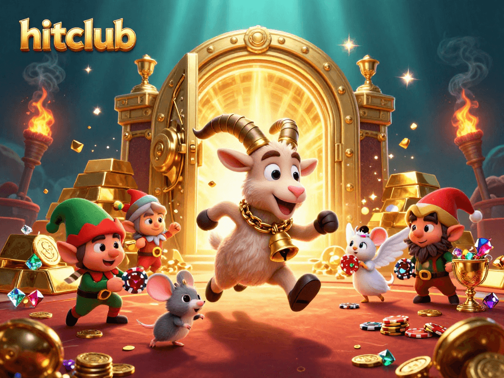 Experience the thrill of hitclub as Krampus, the angel mouse, and gremlin elves animate a vibrant casino scene.