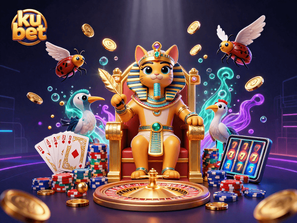 Engage with ku bet as you explore 3D illustrated casino excitement featuring Egyptian elements and dynamic gaming action.