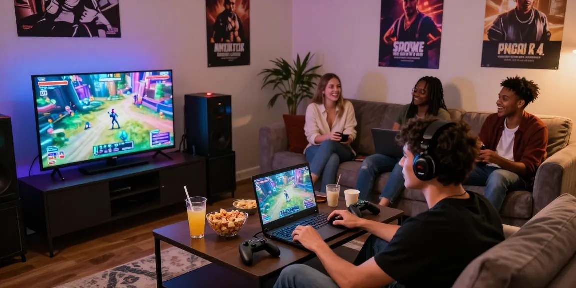 Exciting scene of players enjoying sex games online in a cozy gaming lounge, showcasing vibrant graphics and a friendly atmosphere.