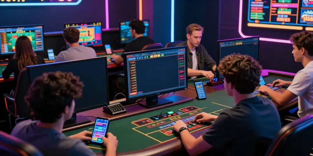 Dynamic online gaming setup featuring vin88 players engaging in live betting and casino games.