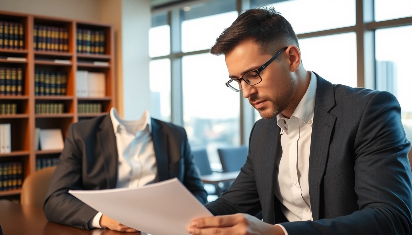 Clearwater truck accident lawyer advising a client in a professional setting with legal documents.