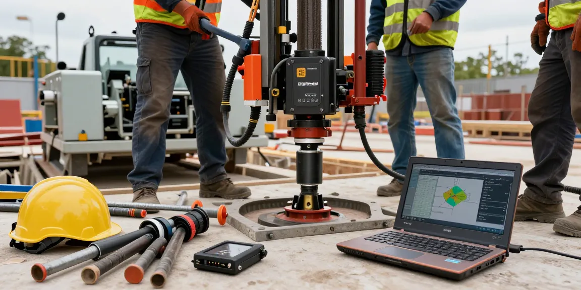 Professional crew using hdd sonde for directional drilling with precision tools.