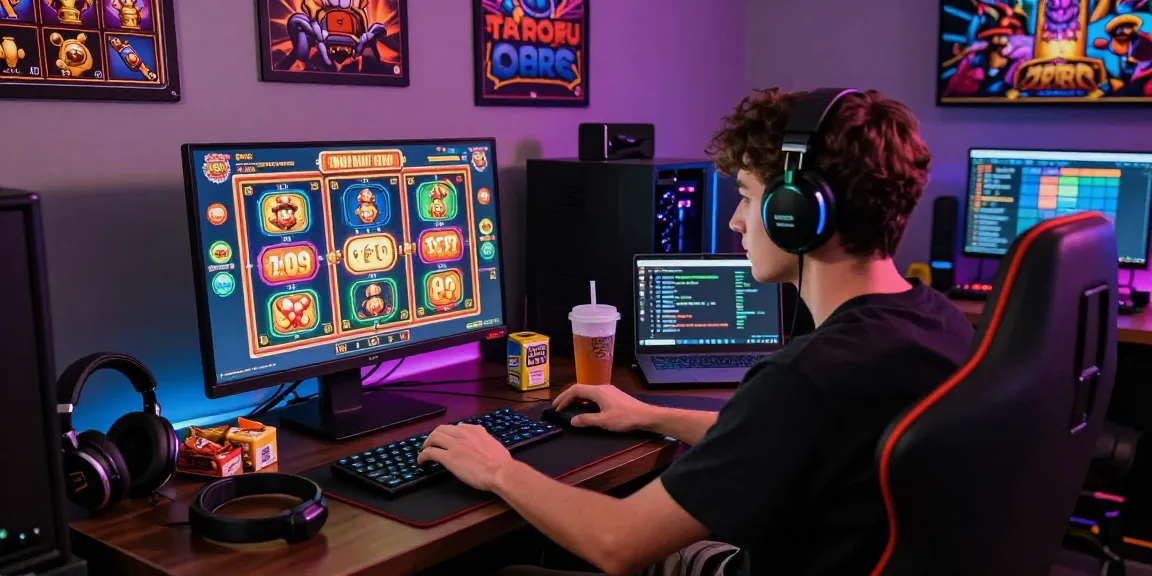 Player enjoying KOITOTO slot games in a lively online gaming setup