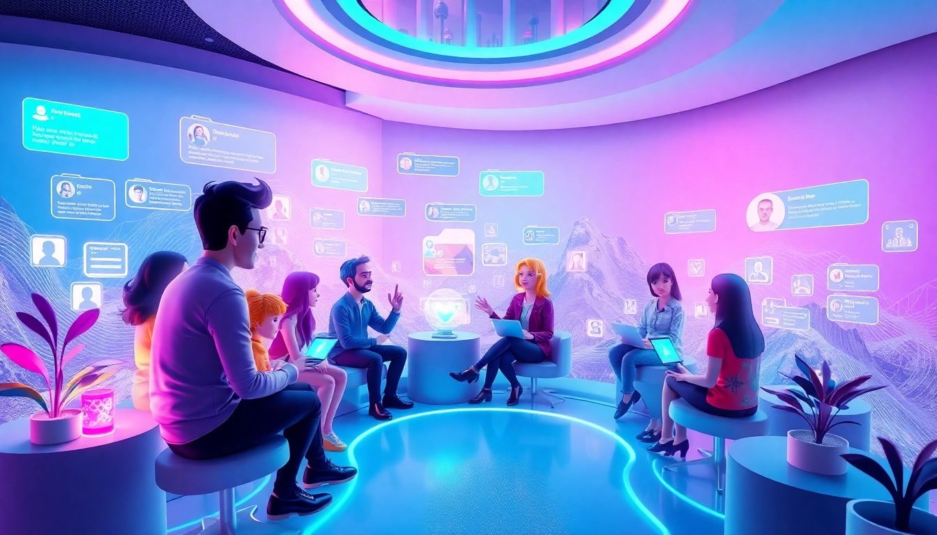 Engaging virtual chat environment reflecting Crush on AI with animated characters.