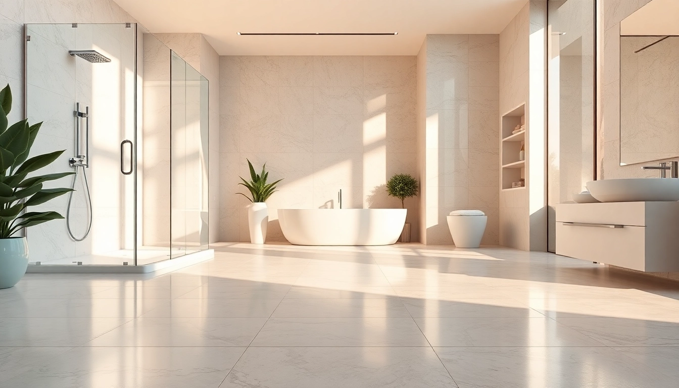 Experience various elegant showers in a luxurious bathroom setting with modern designs.