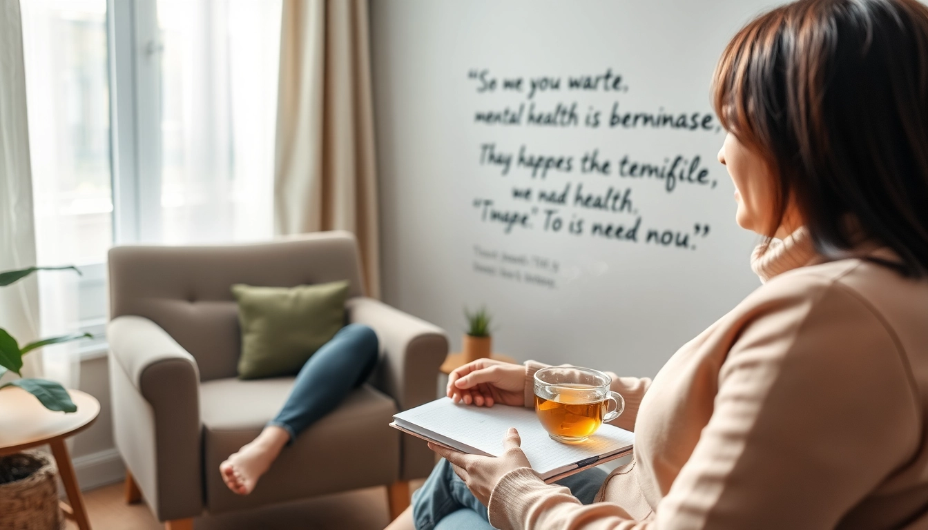Engaging mental health tips session between a professional and client in a cozy office.