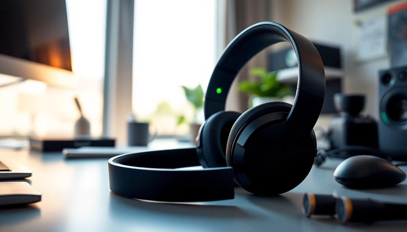 Experience the clarity and design of F1 Bone Conduction Headphones showcased in a modern workspace.