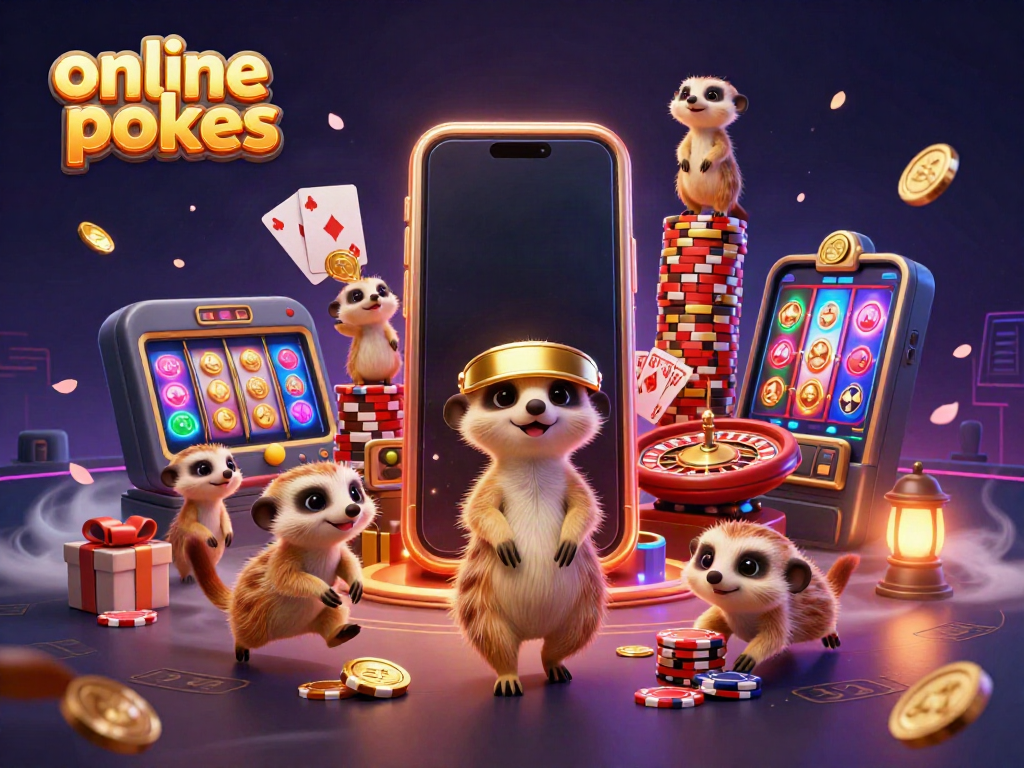 Engage in thrilling online pokies action with animated meerkats showcasing vibrant casino elements.
