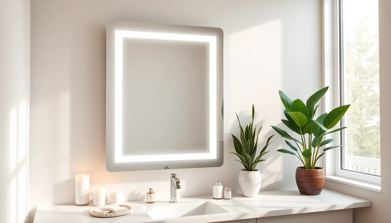 Reflect elegant led mirror with soft ambient lighting and modern decor in a stylish bathroom.