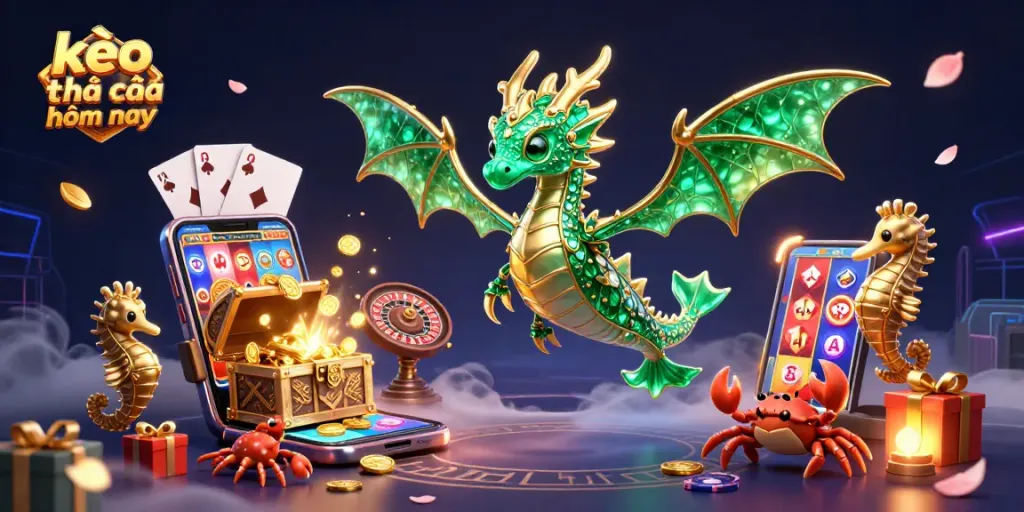 Engage with kèo nhà cái hôm nay through a vibrant scene showcasing a sea dragon and casino elements.