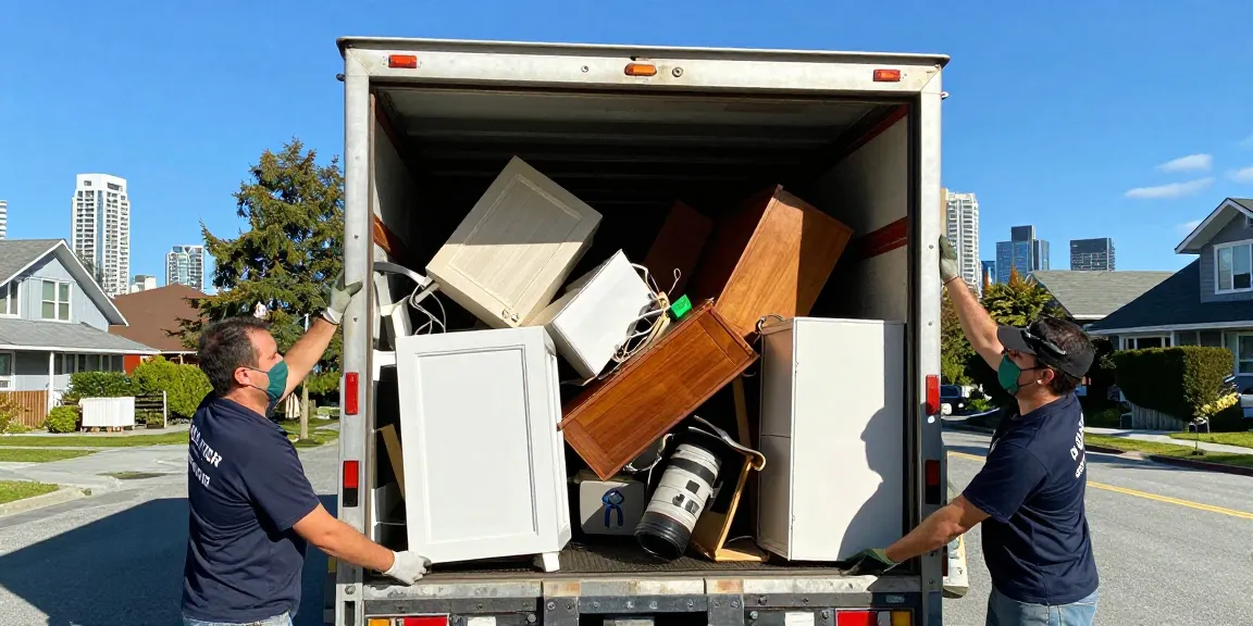 Efficient junk removal in Vancouver, showcasing professionals loading furniture and appliances into a truck.