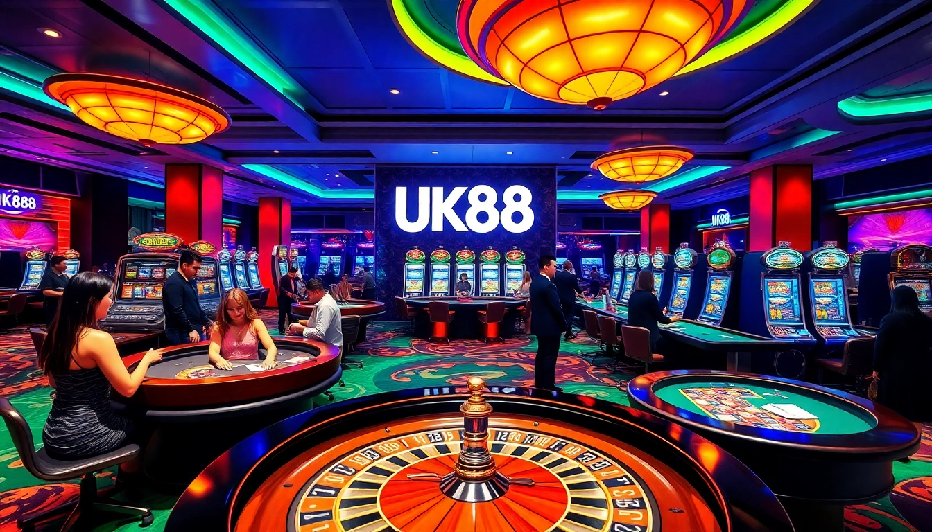 Players enjoying thrilling games at UK88 casino with vibrant atmosphere and exciting action.