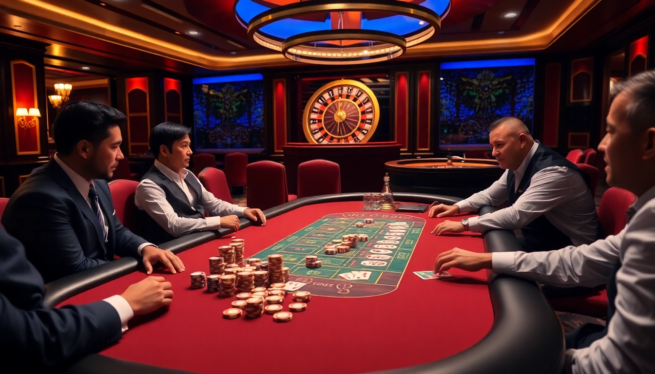 Experience thrilling game bài đổi thưởng at an upscale poker table with dynamic atmosphere.