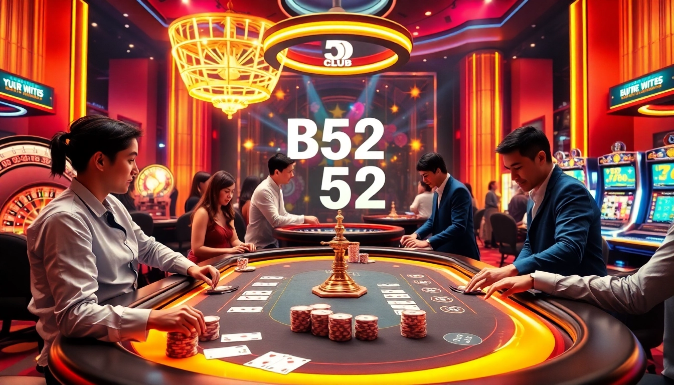 B52 CLUB players enjoying their gambling experience at a luxurious casino table.