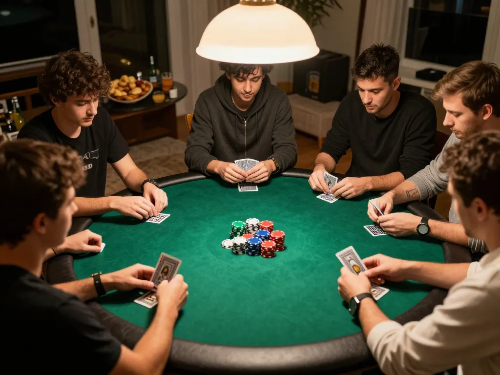 Engaged players strategizing their moves during a friendly poker game at ai88bet, capturing the fun atmosphere.