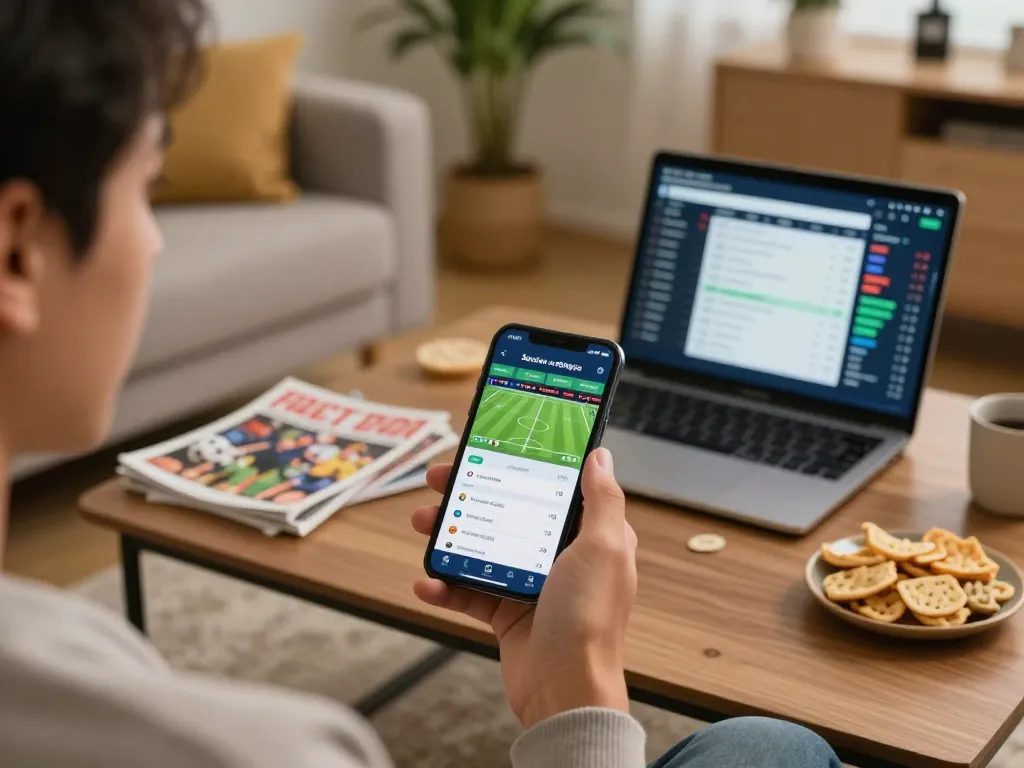 Socolive xem bóng đá app displayed on smartphone during a football betting session, capturing the excitement of online sports betting.