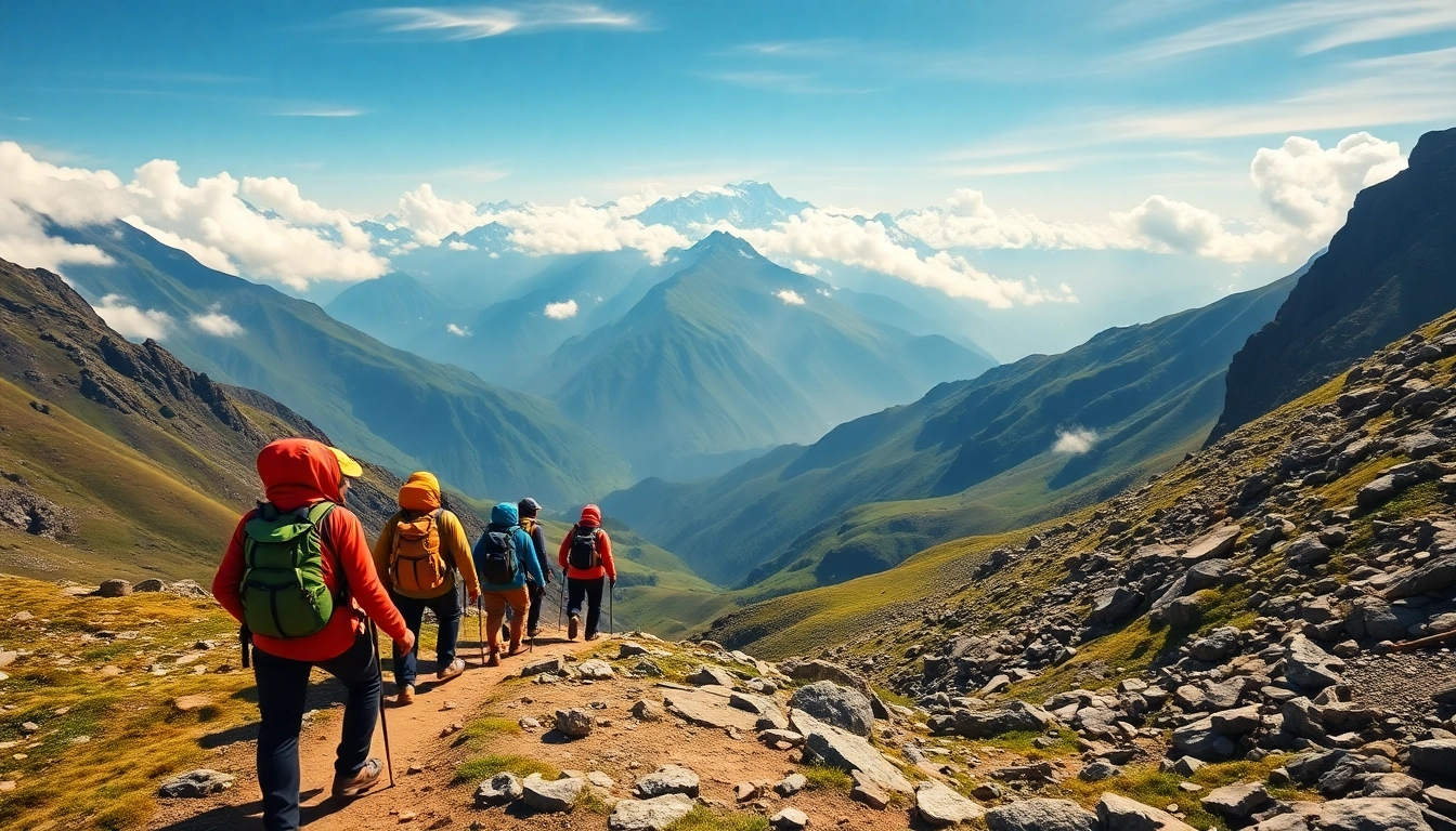 Trekkers enjoying the breathtaking views of Mount Everest while on the Sandakphu trek. related image