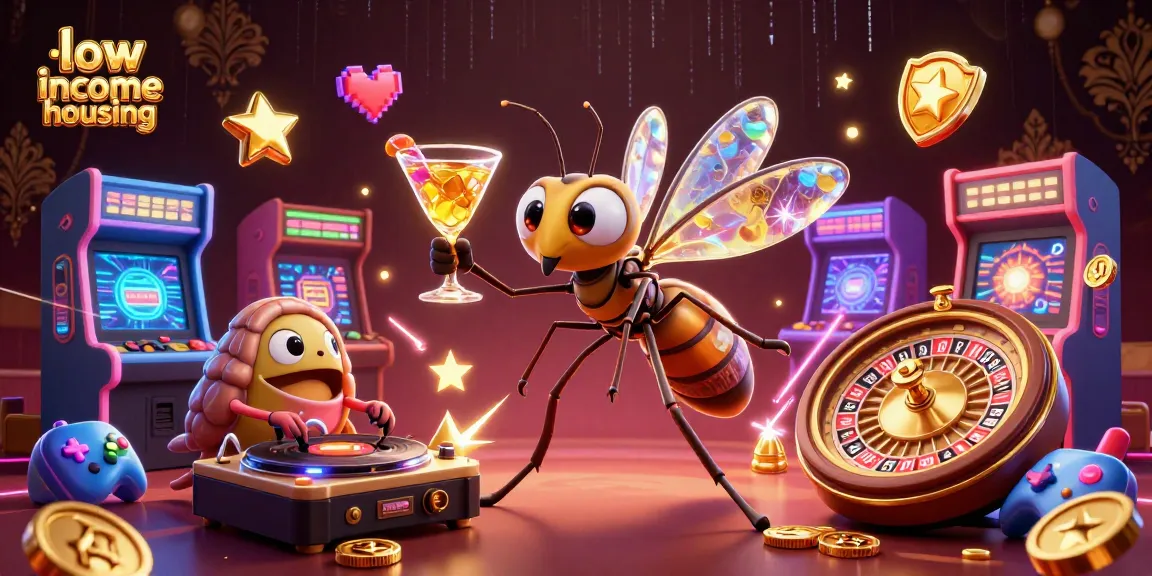 Spin the golden roulette wheel of low income housing options in a vibrant gaming scene.