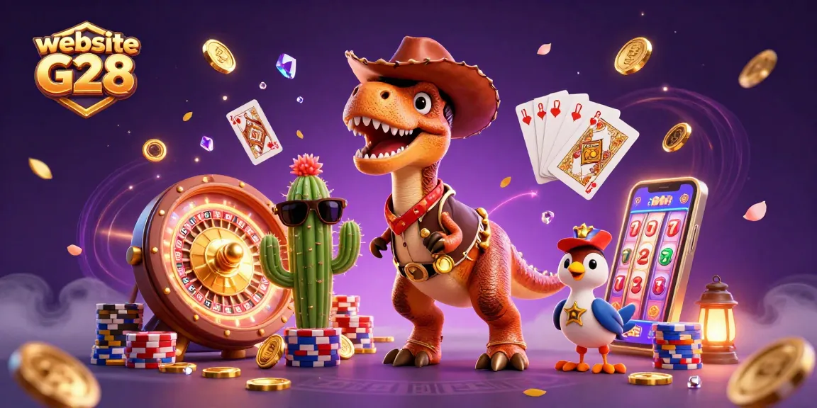 Engage with the exciting world of website G28 featuring vibrant 3D casino characters in action.