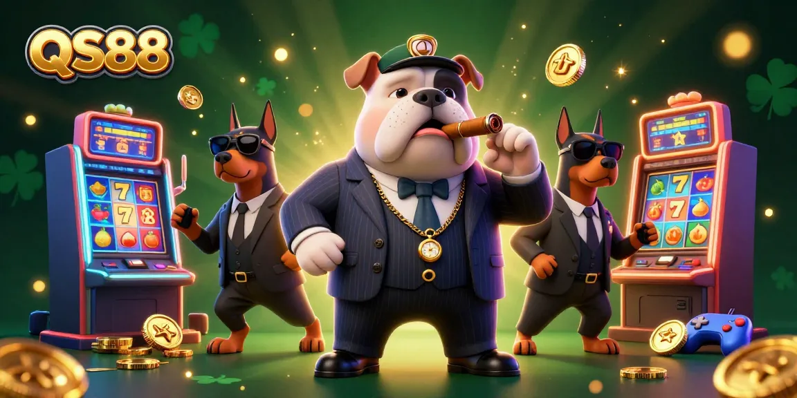 Experience thrilling wins at QS88 with a dynamic scene showcasing colorful slot machines and characters.