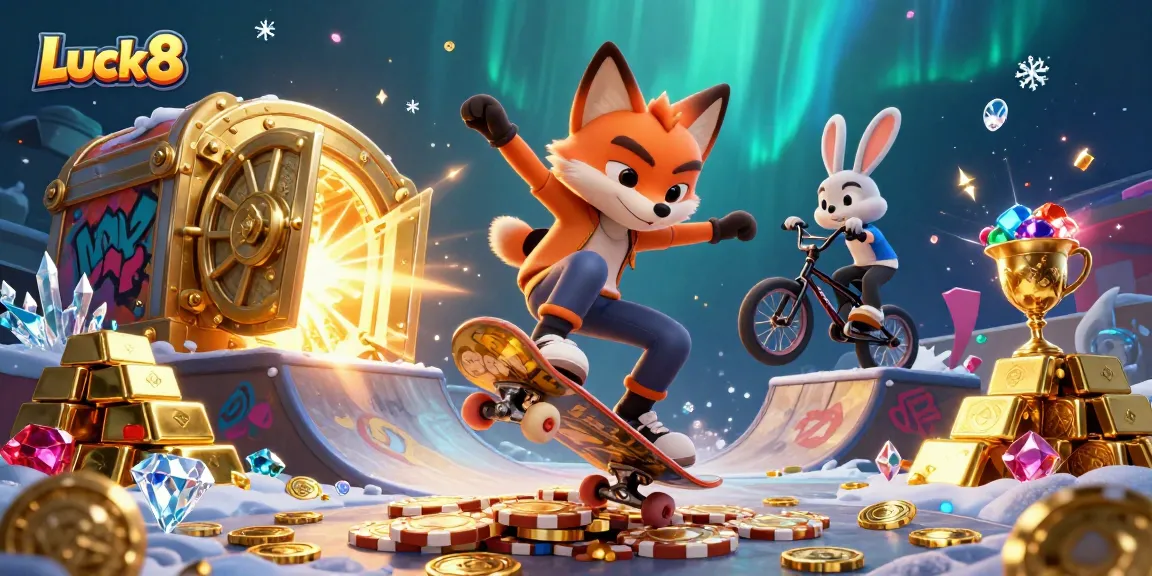Luck8 captures thrilling casino energy with a fox and rabbit in an action-packed scene.