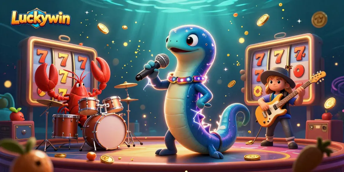 Experience jackpot excitement with Luckywin's dynamic underwater casino scene featuring an electric eel DJ!