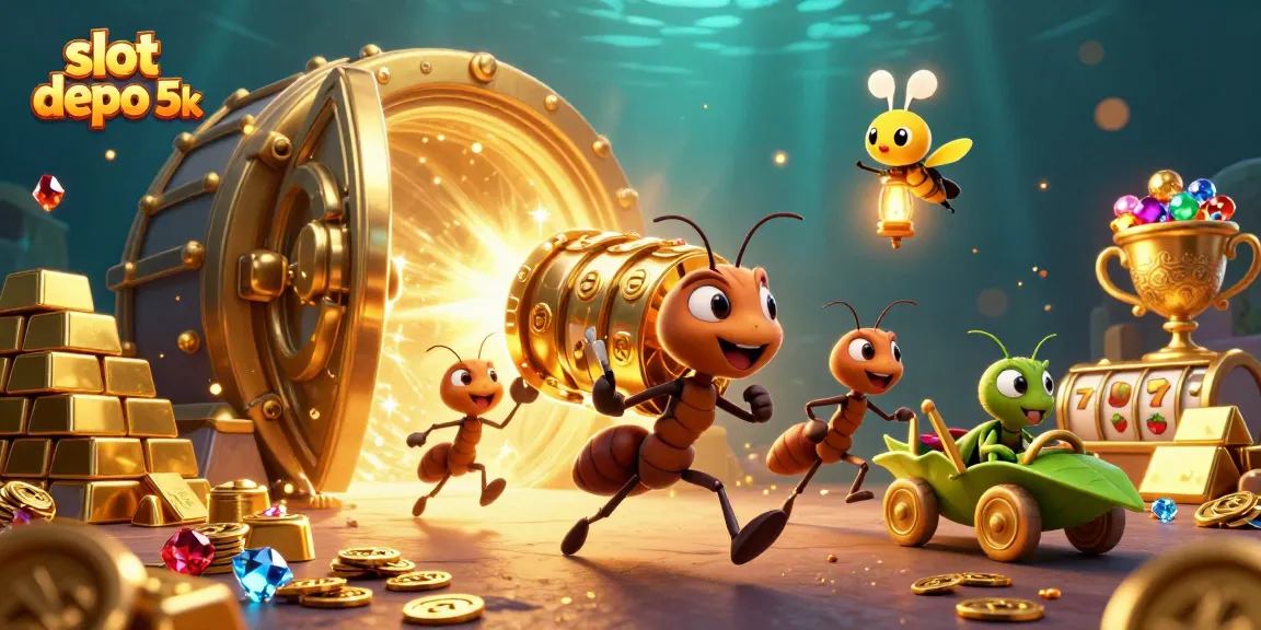Engaging scene with slot depo 5k characters running a heist for a giant golden chip.