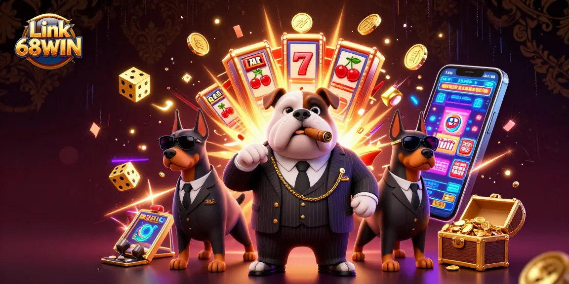 Experience the thrill of Link 68WIN with a dynamic 3D cartoon casino scene featuring exciting game elements.