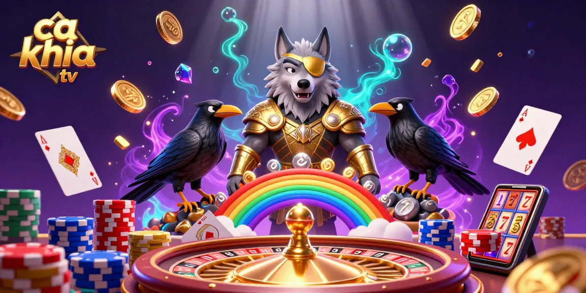 Watch ca khia tv live sports action with Odin and ravens amidst glowing casino elements.