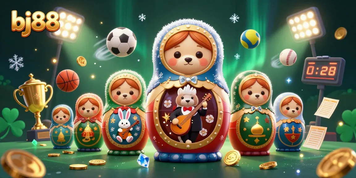 Play exciting games on bj888 with a vibrant 3D illustration featuring casino elements and immersive characters.