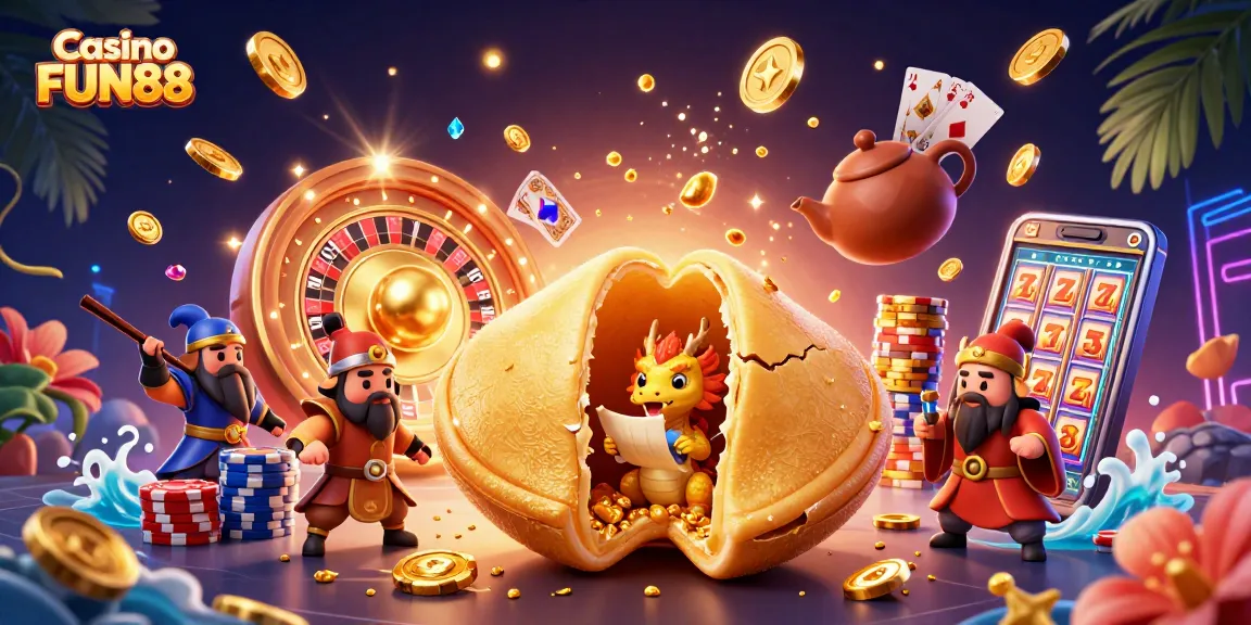 Play stunning games at Casino FUN88 with vibrant 3D illustration depicting a magical casino atmosphere.