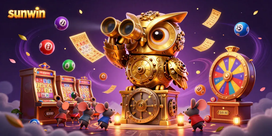 Spin to win with sunwin's vibrant casino scene featuring whimsical characters and games.
